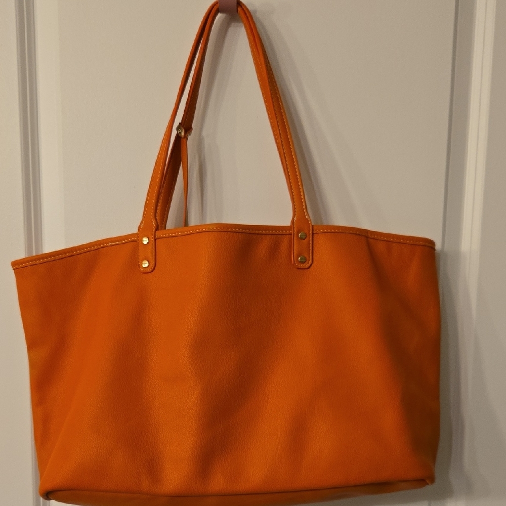 Mali + Lili Large Reversible Orange Tote Bag With Matching Wallet